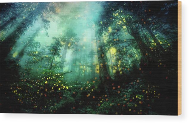 Mystic Woods Wood Print featuring the mixed media Mystic woods by Lilia S