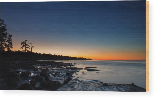 Water Wood Print featuring the photograph NW Bay Sunset by Randy Hall