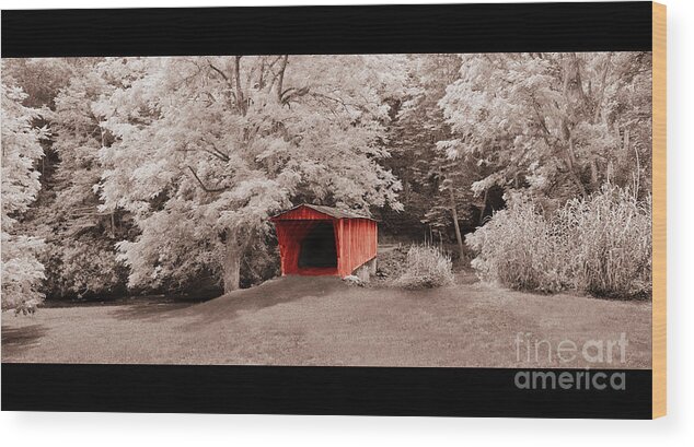 Kissing Wood Print featuring the mixed media Old Red Bridge by Eric Liller