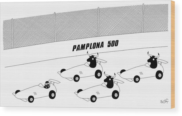  Pamplona 500 Wood Print featuring the drawing Pamplona 500 by Seth Fleishman
