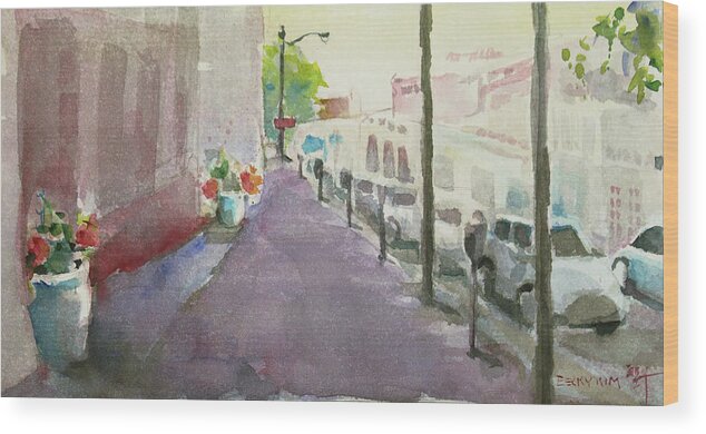 Watercolor Wood Print featuring the painting Park Avenue 3 by Becky Kim