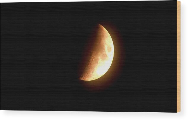 Moon Wood Print featuring the photograph Partial Moon by Eileen Brymer