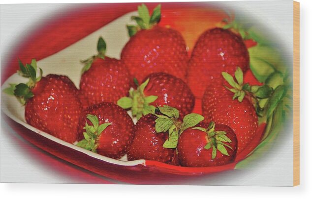 Strawberry Wood Print featuring the photograph Plate Of Sweetness by Cynthia Guinn