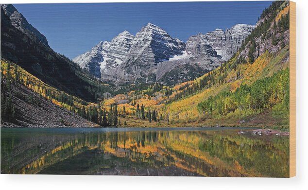 Mountain Wood Print featuring the photograph Reflection by Happy Home Artistry