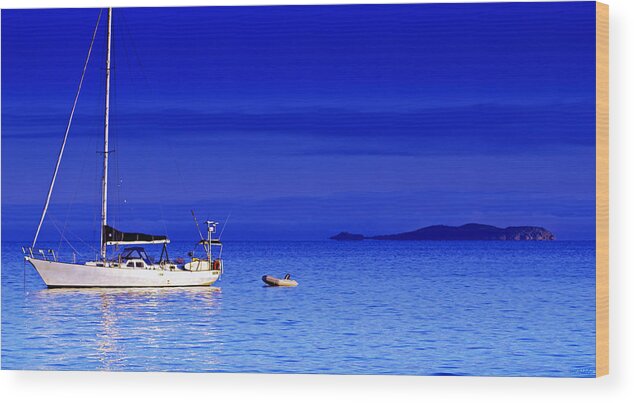 Transportation. Boats Wood Print featuring the photograph Serene Seas by Holly Kempe