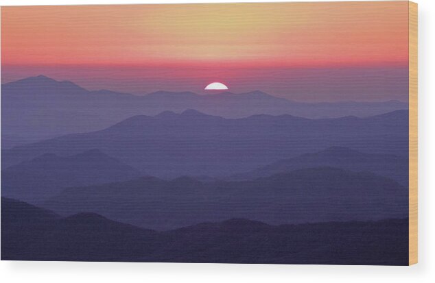 Landscape Wood Print featuring the photograph Smoky Mountain Sunset from Clingmans Dome by William Slider