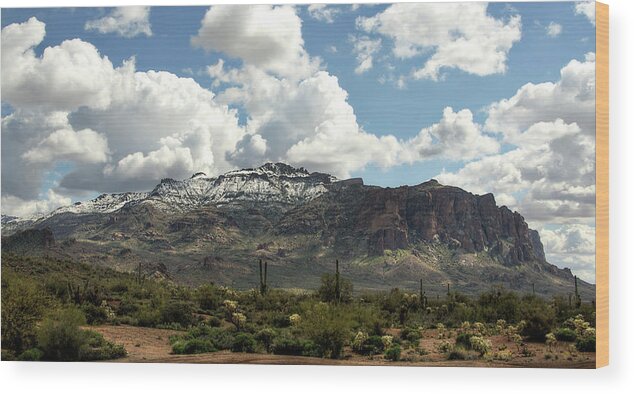 Arizona Wood Print featuring the photograph Snow Dusted Superstitions by Saija Lehtonen