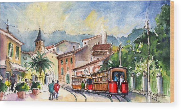 Travel Wood Print featuring the painting Soller In Majorca 01 by Miki De Goodaboom