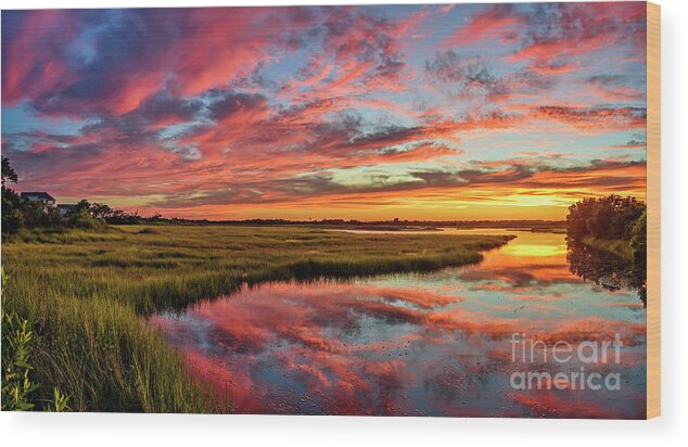 Sunset Wood Print featuring the photograph Sound Refections by DJA Images