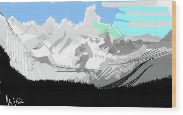 Splendors Of Himalayas-5 Wood Print featuring the digital art Splendors Of Himalayas-5 by Anand Swaroop Manchiraju