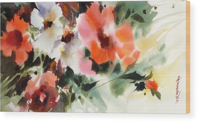 Flowers Wood Print featuring the painting Spring Fling by Rae Andrews