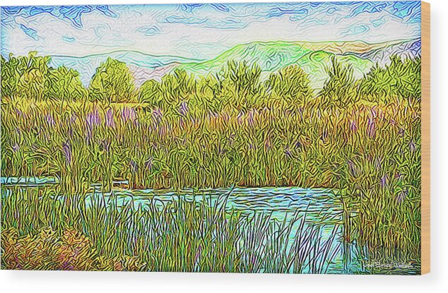 Joelbrucewallach Wood Print featuring the digital art Sunlight Shimmer - Pond In Boulder County Colorado by Joel Bruce Wallach