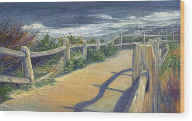 Ocean Wood Print featuring the painting Sunny Day by Lucie Bilodeau