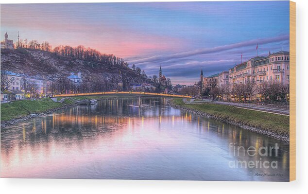 Salzburg Wood Print featuring the photograph Sunset in Saltzburg by Peter Kennett