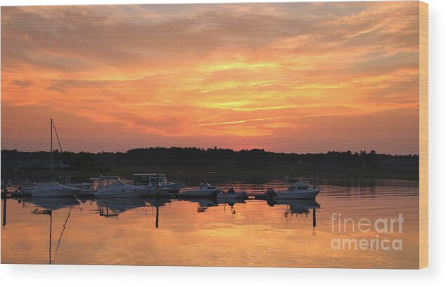 Sunset Wood Print featuring the photograph Sunset on Wells Harbor by Lennie Malvone