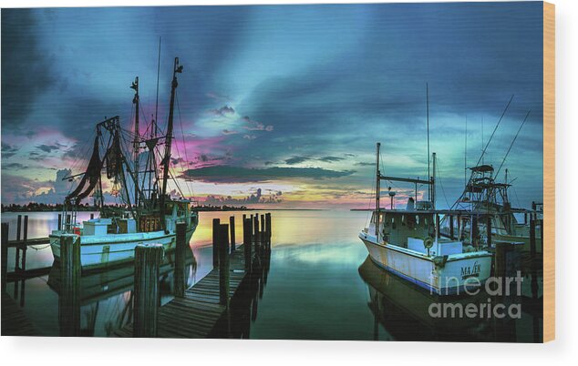 Florida Sunset Wood Print featuring the photograph Sunset over Matlacha Florida by Jon Neidert