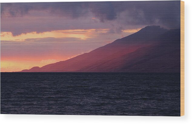 Sunset Wood Print featuring the photograph Sunset over West Maui by Robin Street-Morris