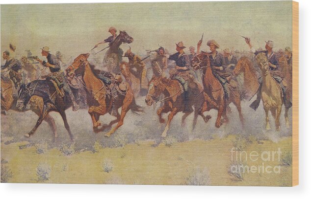 The Charge Wood Print featuring the painting The Charge by Frederic Remington