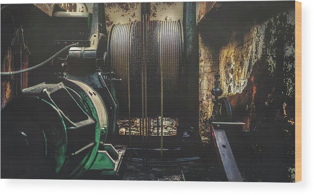 Elevator Wood Print featuring the photograph Top Of The Shaft by Bob Orsillo