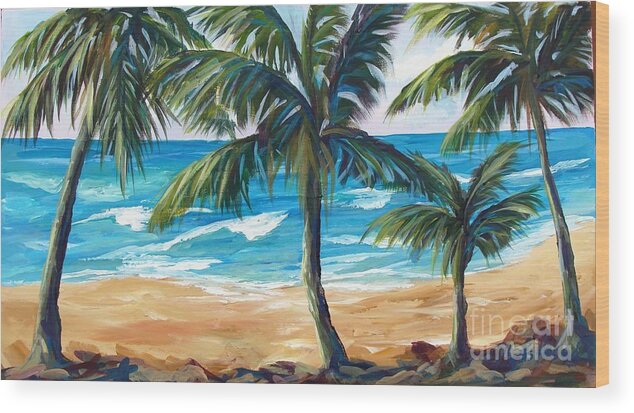 Palms Wood Print featuring the painting Tropical Palms I by Phyllis Howard