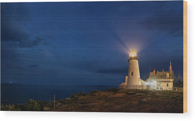 Pemaquid Lighthouse Wood Print featuring the photograph Twilight at Pemaquid Light by Mark Papke