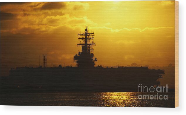 Uss Navy Wood Print featuring the photograph USS Ronald Reagan by Linda Shafer