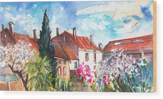 Travel Wood Print featuring the painting View From The Trefle Window In Albi by Miki De Goodaboom