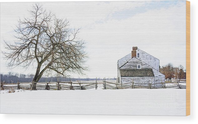 Agricultural Buildings Wood Print featuring the photograph Winter White Out by Debra Fedchin