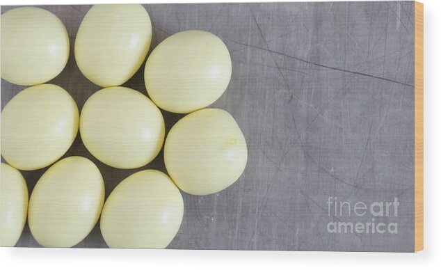 Spring Wood Print featuring the photograph Yellow Easter Eggs by Andrea Anderegg