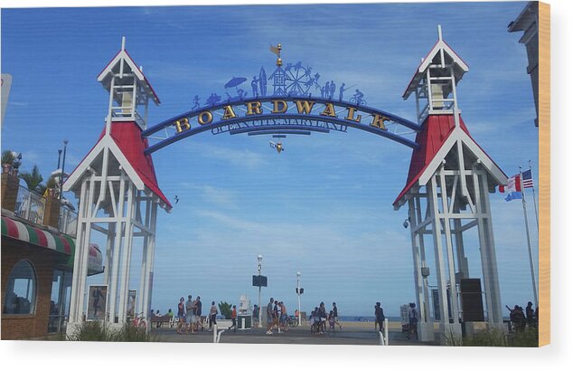 Ocean City Wood Print featuring the photograph Ocean City Boardwalk Arch #1 by Robert Banach