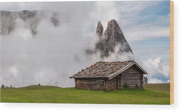 Landscape Wood Print featuring the photograph Under The Mountain #1 by Ales Krivec