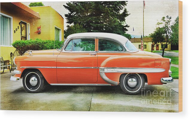 Auto Wood Print featuring the photograph 1954 Belair Chevrolet 2 by Craig J Satterlee