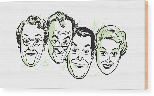 Accessories Wood Print featuring the drawing Baby Boomers and Their Parents by CSA Images