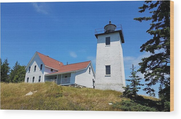 Maine Wood Print featuring the digital art Burnt Coat Harbor Light by Juliett Fox