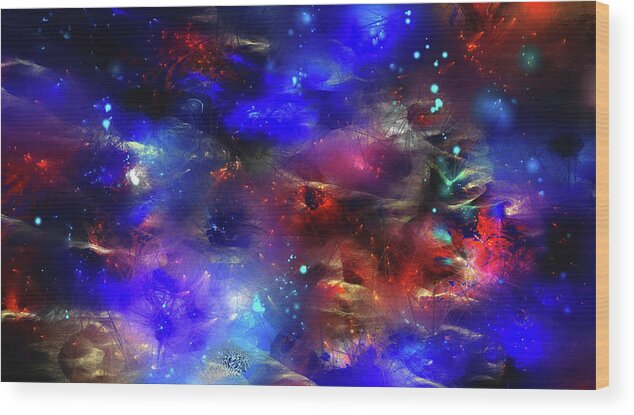 Cosmic Blue Wood Print featuring the digital art Cosmic Blue by Natalia Rudzina