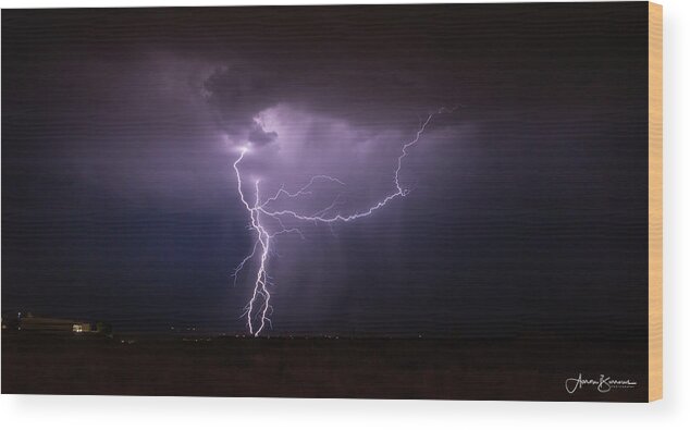 Sunset Wood Print featuring the photograph Dancing Bolts by Aaron Burrows