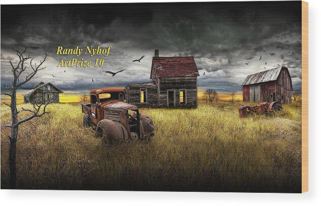 Art Wood Print featuring the photograph Death of the Small Farm by Randall Nyhof