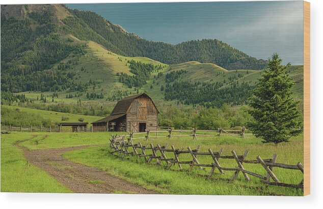 Barn Wood Print featuring the photograph Montana Country Evening by Marcy Wielfaert