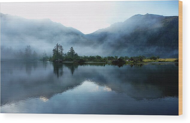 Scenics Wood Print featuring the photograph Morning Light And Mist Across Sound by Thomas Northcut