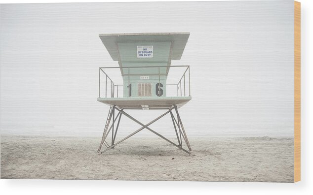 San Diego Wood Print featuring the photograph Oceanside Lifeguard Tower Sixteen by William Dunigan