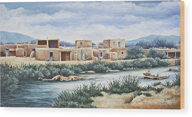 Pueblo Wood Print featuring the painting Pueblo by Carol J Rupp