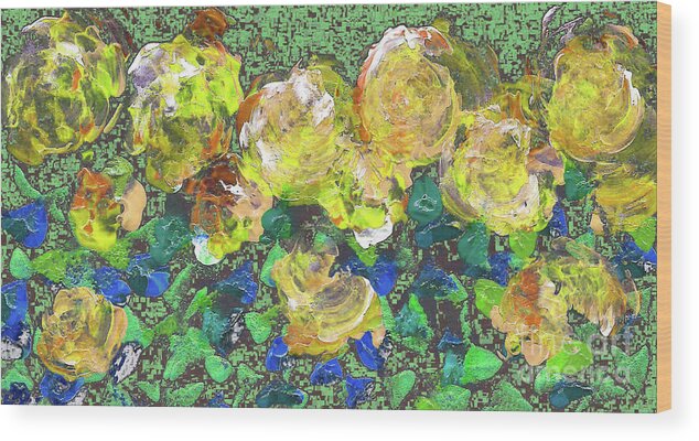 Roses 1001 Yellow Wood Print featuring the digital art Roses 1001 yellow by Corinne Carroll