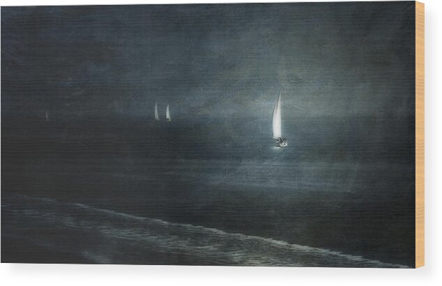 Sea Wood Print featuring the photograph Sailing 2 by Greetje Van Son