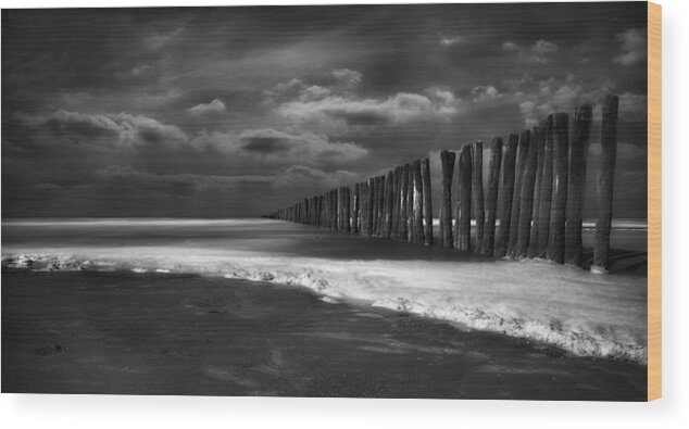 Seascape Wood Print featuring the photograph Sand And Foam ... by Yvette Depaepe