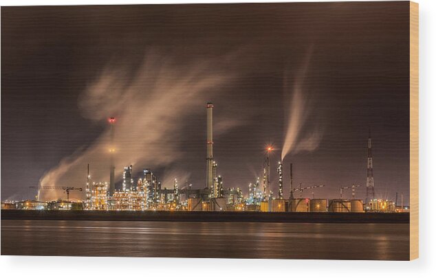 Antwerp Wood Print featuring the photograph Smokey Industry by Els Keurlinckx