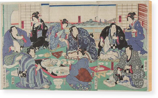 Art Wood Print featuring the drawing Sumo Wrestler Sakaigawa Namiemon by Heritage Images