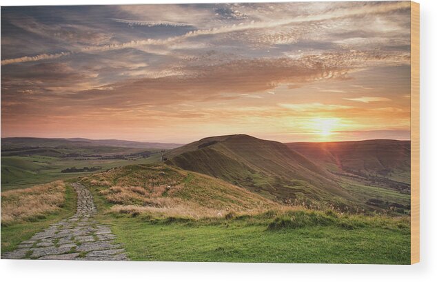 Tranquility Wood Print featuring the photograph Sunset From Mam Tor, Peak District by Verity E. Milligan