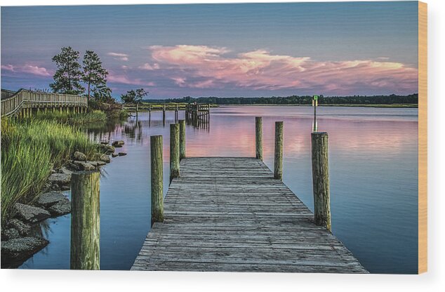 Denbigh Pier Wood Print featuring the photograph Sunset in Eastern Sky by Jerry Gammon