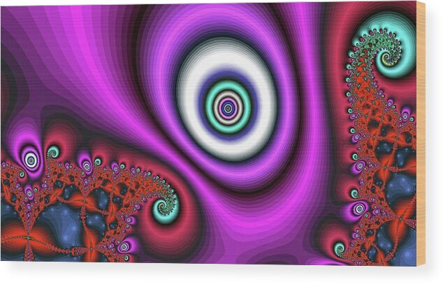 Fractal Wood Print featuring the digital art Super Hurricane Eye Magenta by Don Northup