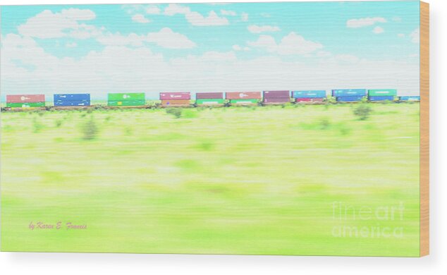 Train Wood Print featuring the digital art Train in the Desert by Karen Francis